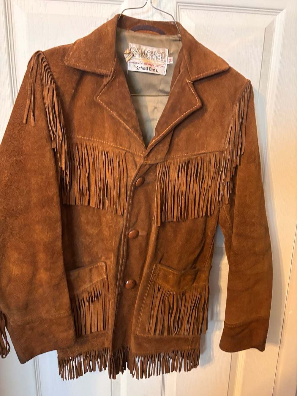 Schott Bros Rancher Suede Fringe Jacket Size 34 Brown